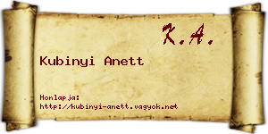 Kubinyi Anett névjegykártya