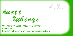 anett kubinyi business card